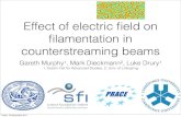 Effect of electric field on filamentation in counterstreaming beams