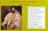 SAN BARTOLOMÉ, APÓSTOL 24 de agosto Bartolomé fue uno de los Apóstoles de Jesús. Su nombre (en griego Βαρθολομαίος) procede del patronímico arameo bar-Tôlmay,