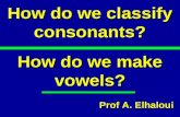 How do we classify consonants? How do we make vowels? Prof A. Elhaloui.