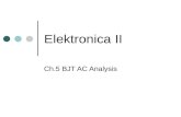Elektronica II Ch.5 BJT AC Analysis. 5.1 Introduction Ch.3 Transistor: basic construction, appearance, characteristics Ch.4 Transistor: biasing Ch.5 AC