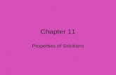 Chapter 11 Properties of Solutions. Solution Composition Molarity (M) = moles solute / Liters solution Mass Percent – no units –(mass solute / mass solution)