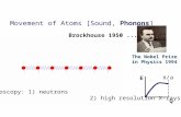 Movement of Atoms [Sound, Phonons] Brockhouse 1950... E Q π/a The Nobel Prize in Physics 1994 Phonon Spectroscopy: 1) neutrons 2) high resolution X-rays.