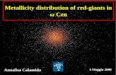 Annalisa Calamida 5 Maggio 2009 Metallicity distribution of red-giants in ω Cen