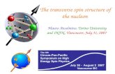 Mauro Anselmino, Torino University and INFN, Vancouver, July 31, 2007 The transverse spin structure of the nucleon.