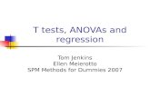 T tests, ANOVAs and regression Tom Jenkins Ellen Meierotto SPM Methods for Dummies 2007.