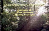 Environmental Controls I/IG Lecture 13 Solar Geometry Shading Strategies