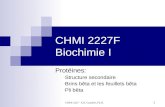 CHMI 2227 - E.R. Gauthier, Ph.D. 1 CHMI 2227F Biochimie I Protéines: - Structure secondaire - Brins bêta et les feuillets bêta - Pli bêta