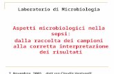 Laboratorio di Microbiologia Aspetti microbiologici nella sepsi: dalla raccolta dei campioni alla corretta interpretazione dei risultati 7 Novembre 2005dott.ssa.
