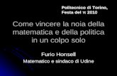 Come vincere la noia della matematica e della politica in un colpo solo Furio Honsell Matematico e sindaco di Udine Politecnico di Torino, Festa del π