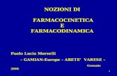 1 NOZIONI DI FARMACOCINETICA FARMACOCINETICAEFARMACODINAMICA Paolo Lucio Morselli – GAMIAN-Europe – ARETE VARESE – Gennaio 2006.
