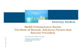 Entrepreneurship 101: The Role of Boards, Advisory Panels, and Service Providers