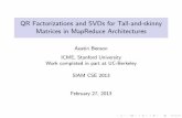 QR Factorizations and SVDs for Tall-and-skinny Matrices in MapReduce Architectures (SIAM CSE)