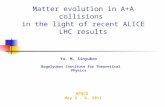 Matter evolution in A+A collisions in the light of recent ALICE LHC results Yu. M. Sinyukov Bogolyubov Institute for Theoretical Physics NPQCD May 3 -