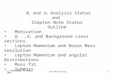 J-J.Blaising, 21 June 20111LCD WG6 meeting ẽ L and ν̃ e Analysis Status and Slepton Note Status Outline Motivation ẽ L,ν̃ e and Background cross sections