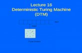 Lecture 16 Deterministic Turing Machine (DTM) Finite Control tape head.