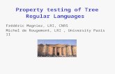 Property testing of Tree Regular Languages Frédéric Magniez, LRI, CNRS Michel de Rougemont, LRI, University Paris II