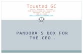 PANDORA’S BOX FOR THE CEO © Trusted GC John R. Flanders, Attorney 2600 South Lewis Way, Suite 103 Lakewood, CO 80227 303-647-1222 John.Flanders@TrustedGC.com.