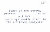 Study of the e + e   η  process at √s = 1 GeV (main systematic error in the e + e   e + e  η analysis) 09-02-2010.