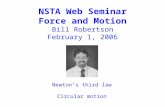 NSTA Web Seminar Force and Motion Bill Robertson February 1, 2006 Newton’s third law Circular motion.