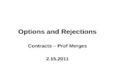 Options and Rejections Contracts – Prof Merges 2.15.2011.