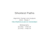 Shortest Paths Algorithm Design and Analysis 2015 - Week 7  ioana/algo/ Bibliography: [CLRS] – chap 24 [CLRS] – chap 25