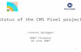 1 Status of the CMS Pixel project Lorenzo Uplegger RD07 Florence 28 June 2007.