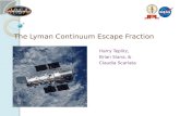 The Lyman Continuum Escape Fraction Harry Teplitz, Brian Siana, & Claudia Scarlata.