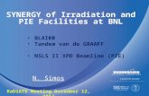 SYNERGY of Irradiation and PIE Facilities at BNL N. Simos RaDiATE Meeting December 12, 2014 BLAIRR Tandem van de GRAAFF NSLS II XPD Beamline (PIE)