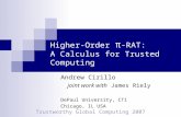 Higher-Order π -RAT: A Calculus for Trusted Computing Andrew Cirillo joint work with James Riely DePaul University, CTI Chicago, IL USA TexPoint fonts.