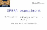 OPERA experiment T.Toshito (Nagoya univ. Japan) for the OPERA collaboration Apr.21 2002 APS2002@Albuquerque.