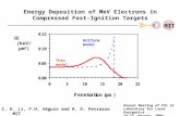 Energy Deposition of MeV Electrons in Compressed Fast-Ignition Targets C. K. Li, F.H. Séguin and R. D. Petrasso MIT Annual Meeting of FSC at Laboratory.