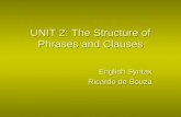 UNIT 2: The Structure of Phrases and Clauses English Syntax Ricardo de Souza.