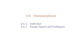 3.II. Homomorphisms 3.II.1. Definition 3.II.2. Range Space and Nullspace.