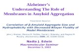 Alzheimer’s Understanding The Role of Membranes in Amyloid Aggregation Nadia J. Edwin Macromolecular Seminar December 5, 2003 Presentation Based on Correlation.
