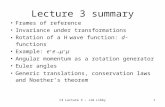 C4 Lecture 3 - Jim Libby1 Lecture 3 summary Frames of reference Invariance under transformations Rotation of a H wave function: d -functions Example: e.