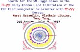 Search for the SM Higgs Boson in the H  γγ Decay Channel and Calibration of the CMS Electromagnetic Calorimeter with π 0  γγ Decays Marat Gataullin,