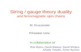 String / gauge theory duality and ferromagnetic spin chains Rob Myers, David Mateos, David Winters Arkady Tseytlin, Anton Ryzhov M. Kruczenski Princeton.