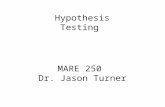 MARE 250 Dr. Jason Turner Hypothesis Testing. This is not a Test… Hypothesis testing – used for making decisions or judgments Hypothesis – a statement.
