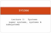 Lecture 1: Systems super systems, systems & subsystems SYS366