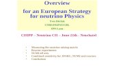 Overview for an European Strategy for neutrino Physics Yves Déclais CNRS/IN2P3/UCBL IPN Lyon Measuring the neutrino mixing matrix Reactor experiments NUMI.