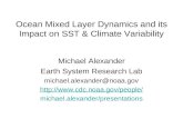 Ocean Mixed Layer Dynamics and its Impact on SST & Climate Variability Michael Alexander Earth System Research Lab michael.alexander@noaa.gov