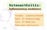 210848 1 Osteoarthritis: Inflammatory mediators Pisamai Laupattarakasem Dept. of Pharmacology Fact. Of Medicine Khon Kaen University.