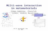 Milti-wave interaction in metamaterials Ildar Gabitov, Zhaxylyk Kudyshev, Andrei Maimistov SCT'12 Novosibirsk, June 4-8, 2012 ω 2ω2ω.
