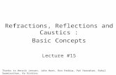 Refractions, Reflections and Caustics : Basic Concepts Lecture #15 Thanks to Henrik Jensen, John Hart, Ron Fedkiw, Pat Hanrahan, Rahul Swaminathan, Ko.