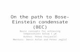 On the path to Bose-Einstein condensate (BEC) Basic concepts for achieving temperatures below 1 μK Author: Peter Ferjančič Mentors: Denis Arčon and Peter.