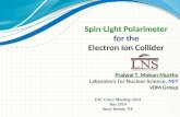 Prajwal T. Mohan Murthy Laboratory for Nuclear Science, MIT νDM Group Spin-Light Polarimeter for the Electron Ion Collider EIC Users Meeting 2014 Jun 2014