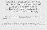 Geant4 simulation of the attenuation properties of plastic shield for  - radionuclides employed in internal radiotherapy Domenico Lizio 1, Ernesto Amato.
