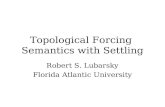 Topological Forcing Semantics with Settling Robert S. Lubarsky Florida Atlantic University.
