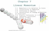 Chapter 7 Linear Momentum 7-1 Momentum & its Relation to Force 7-2 Conservation of Momentum 7-3 Collisions & Impulse 7-4 Conservation of Energy & Momentum.