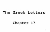 1 The Greek Letters Chapter 17. 2 The Greeks are coming! Parameters of SENSITIVITY Delta =  Theta =  Gamma =  Vega =  Rho = 
